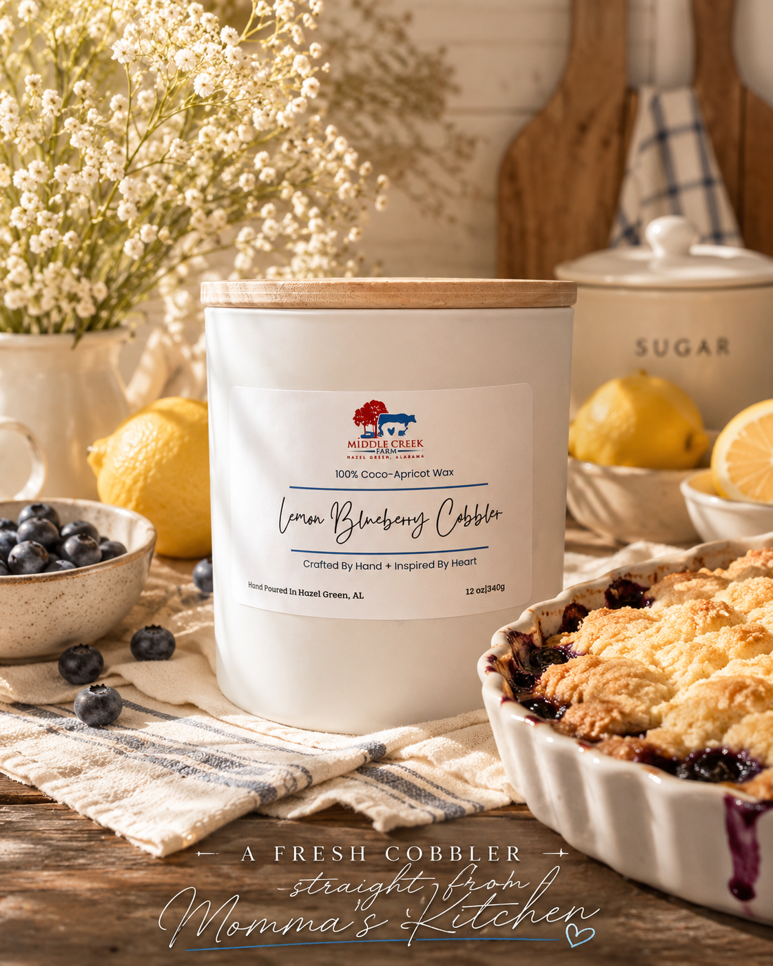 Lemon Blueberry Cobbler Hand Poured Candle